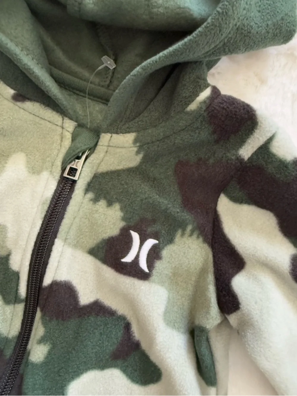 NWT Hurley Infant Fleece Camo Onesie- Green and Black